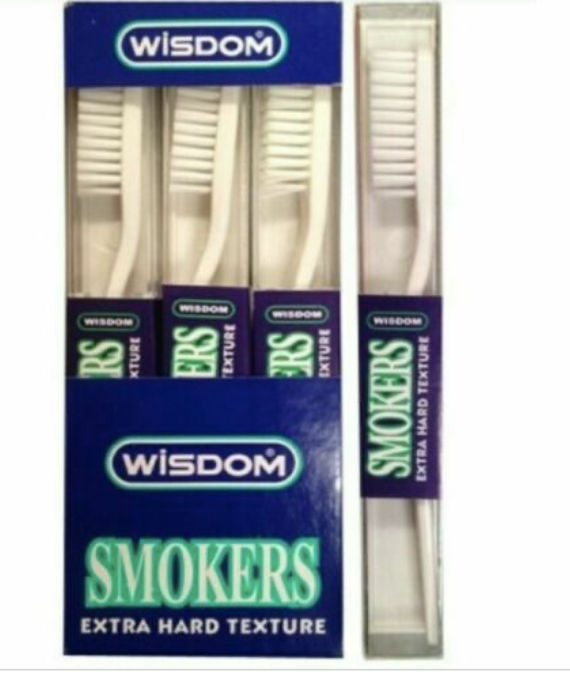 WISDOM 212 SMOKERS EXTRA HARD BROWN or White BRISTLE TOOTHBRUSH